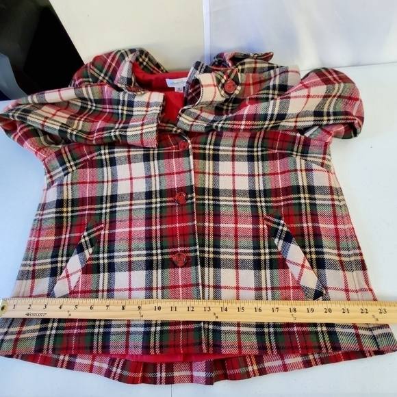 Wool Blend Plaid Jacket Size 14 Lined Cropped Tartan Blazer Festive Academia - Picture 10 of 15